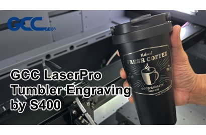 GCC LaserPro _ Tumbler Engraving with Rotary Chuck